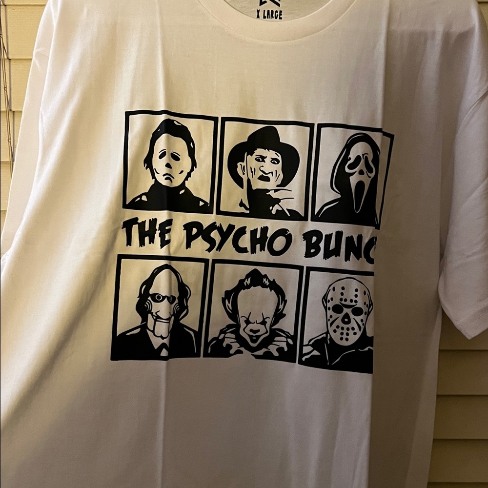 White Graphic Tee with Horror Characters